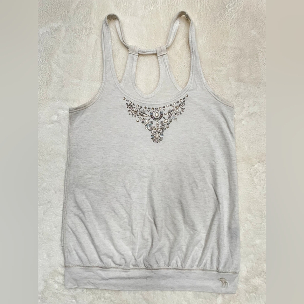 Embellished Gray Tank Top